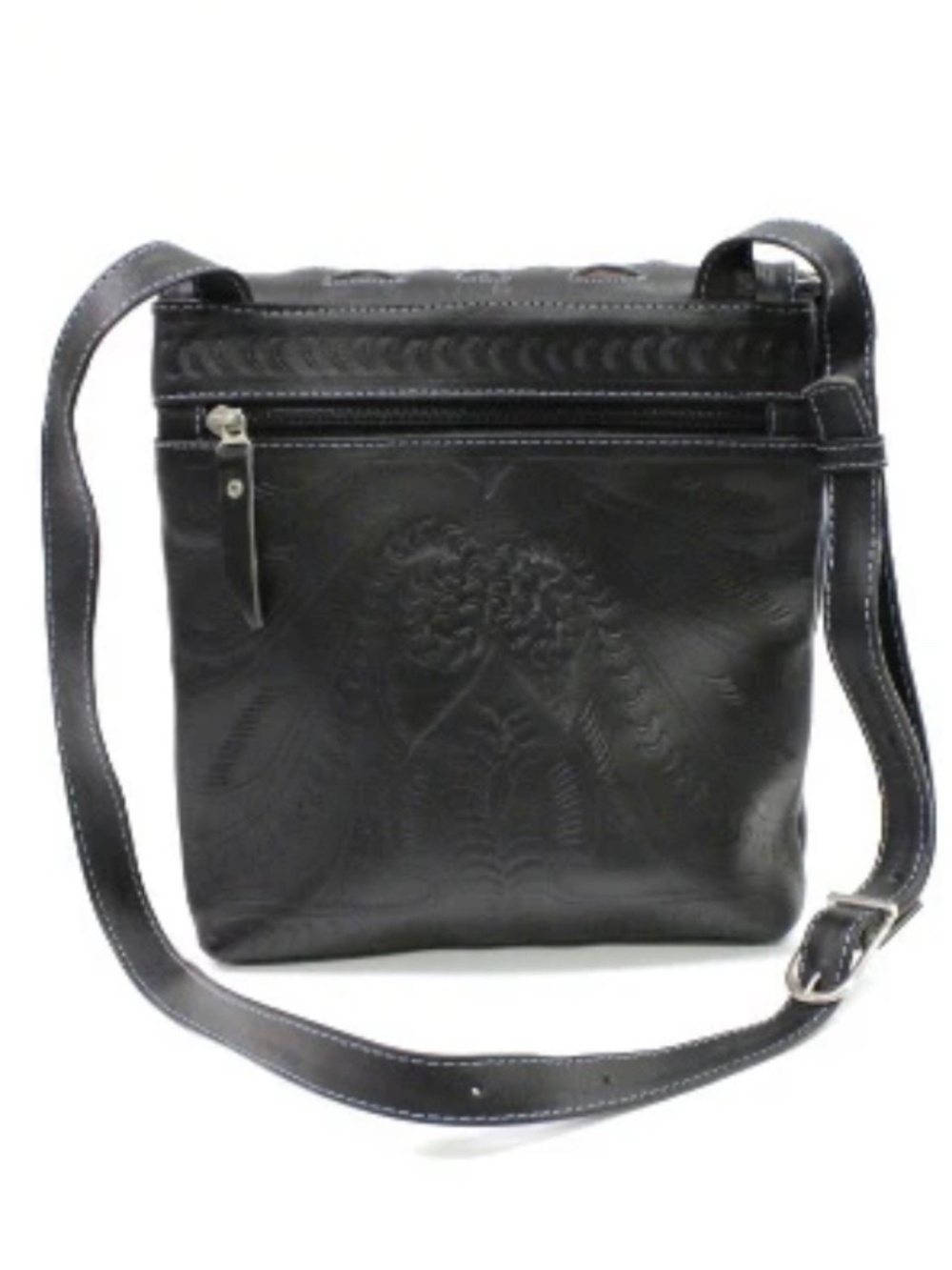 Leaders in Leather-Silver Scroll Crossbody with flap